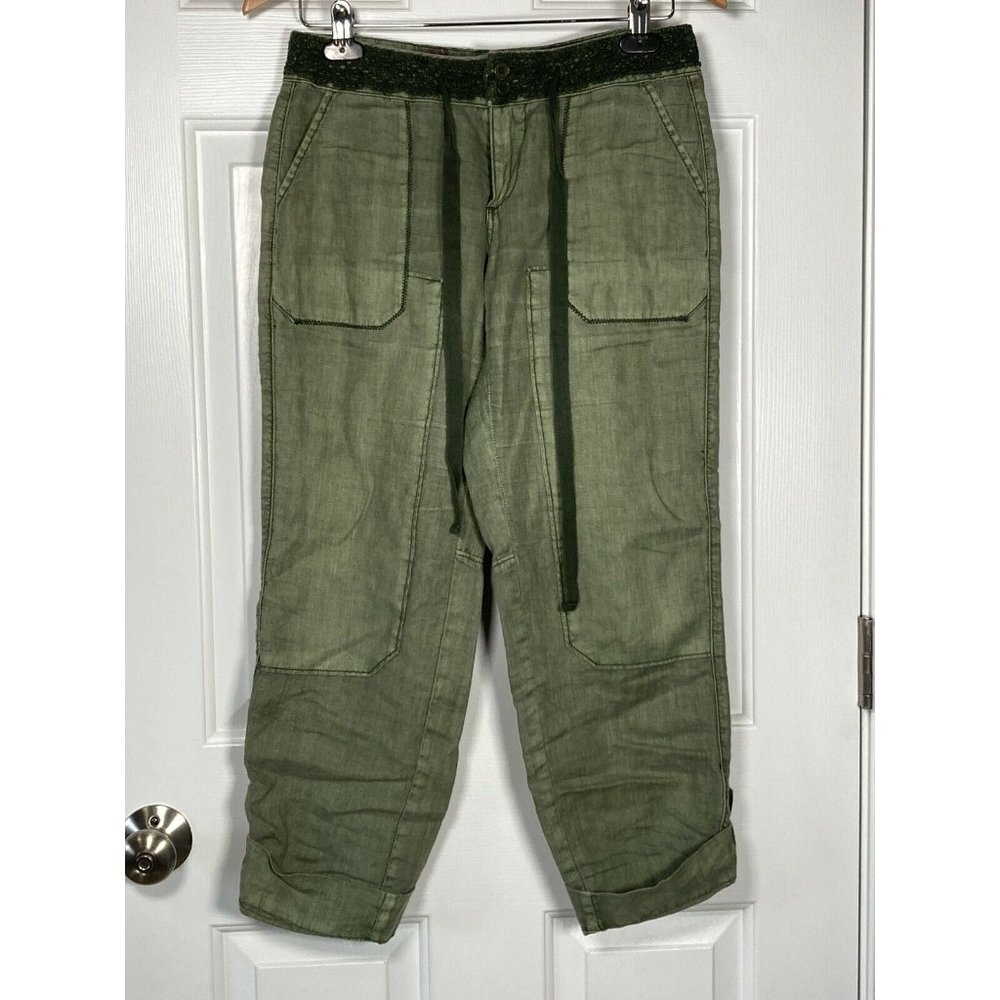 HEI HEI Anthropologie women's roll cuff crop pants size 25 linen Anthropologie